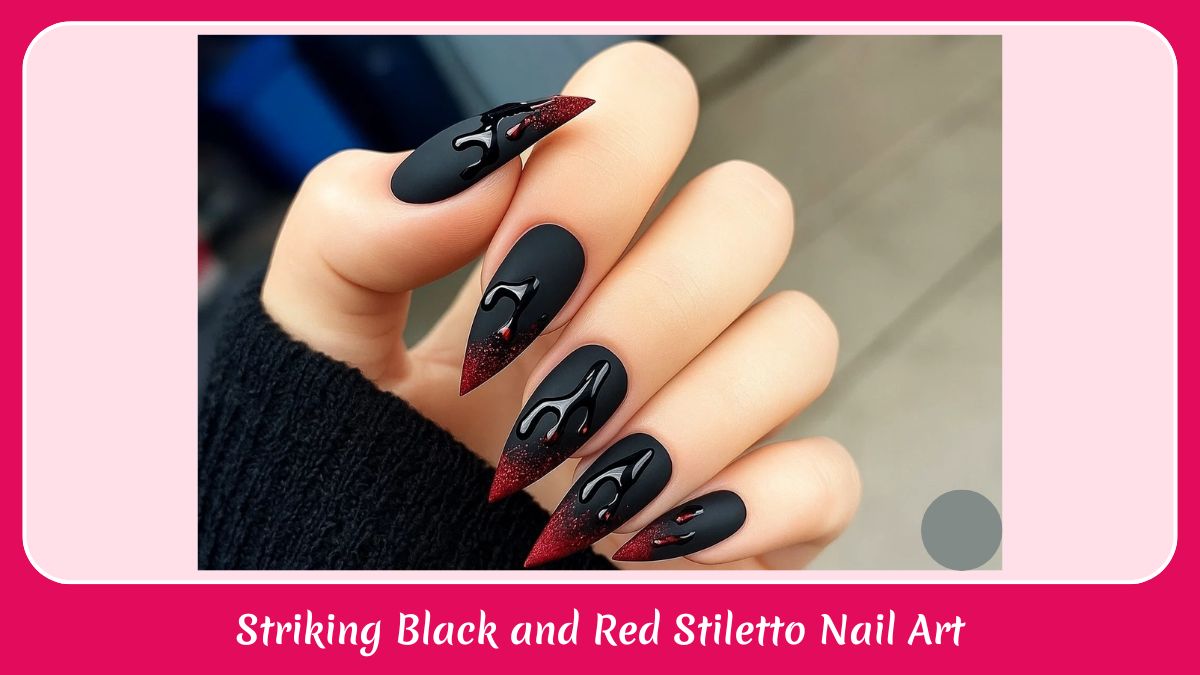 Striking Black and Red Stiletto Nail Art