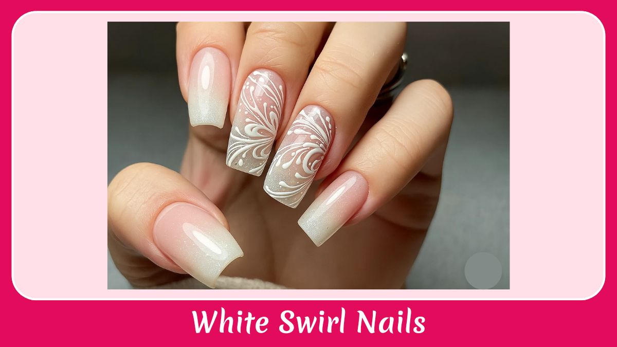 White Swirl Nails