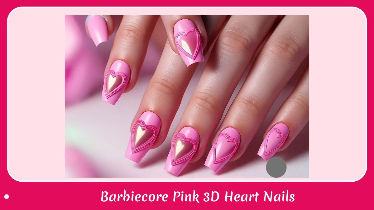 Barbiecore Pink 3D Heart Nails