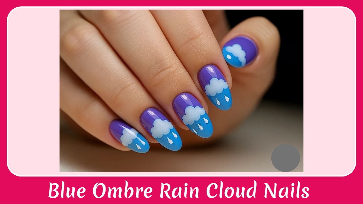 Blue Ombre Rain Cloud Nails