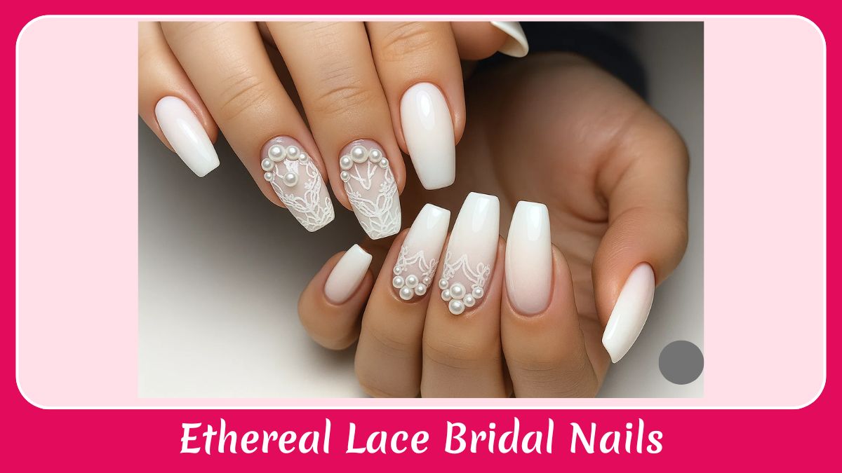 Ethereal Lace Bridal Nails