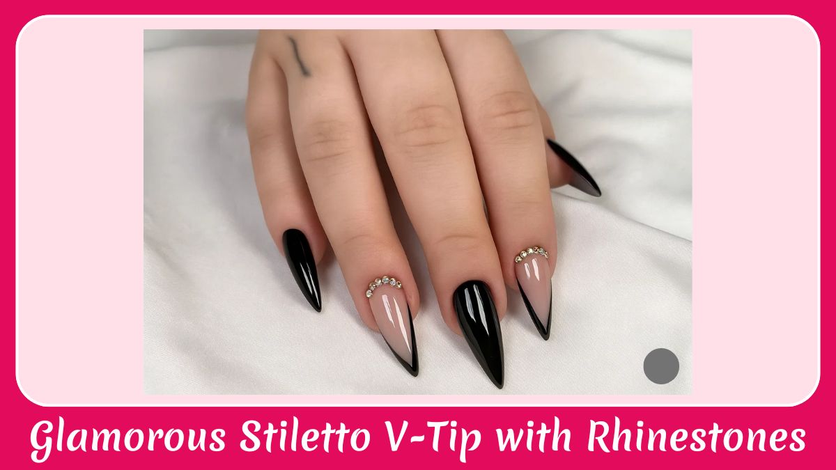 Glamorous Stiletto V-Tip with Rhinestones
