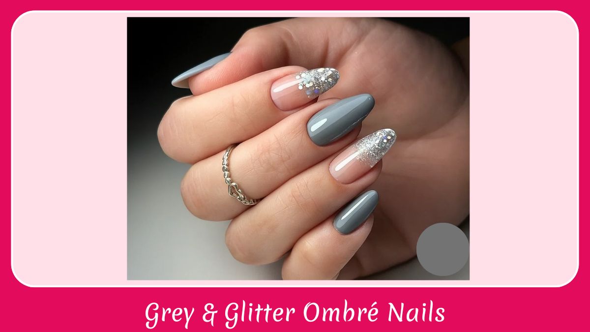 Grey & Glitter Ombré Nails