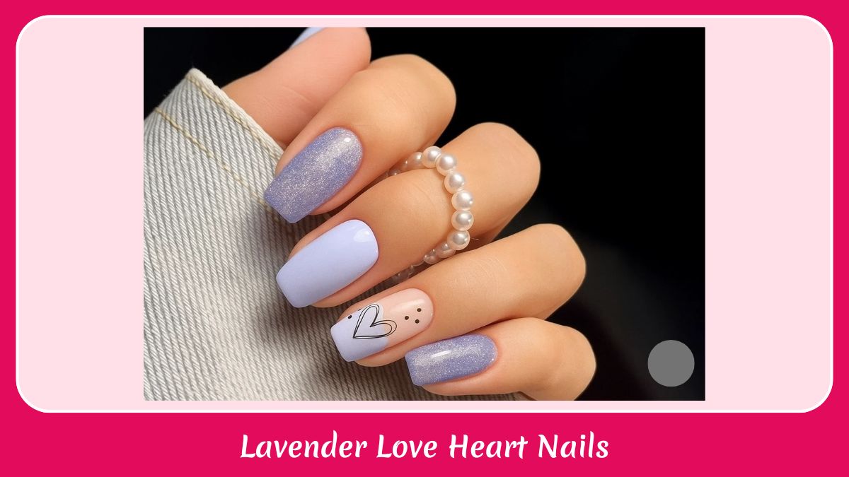 Lavender Love Heart Nails