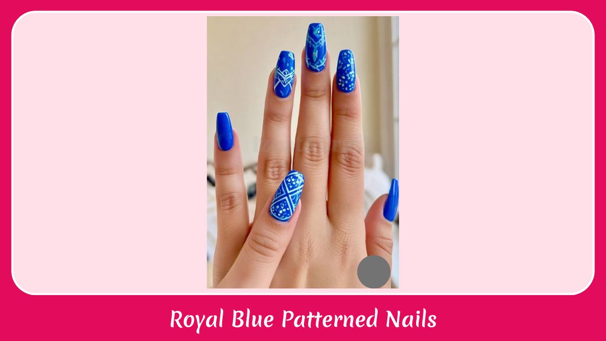 Royal Blue Patterned Nails