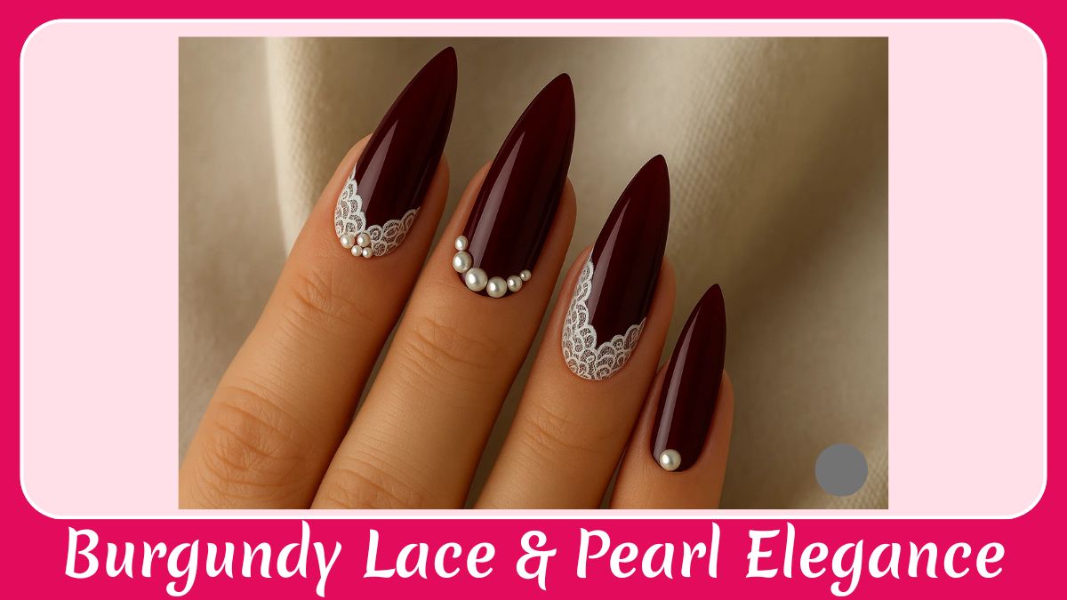 Burgundy Lace & Pearl Elegance