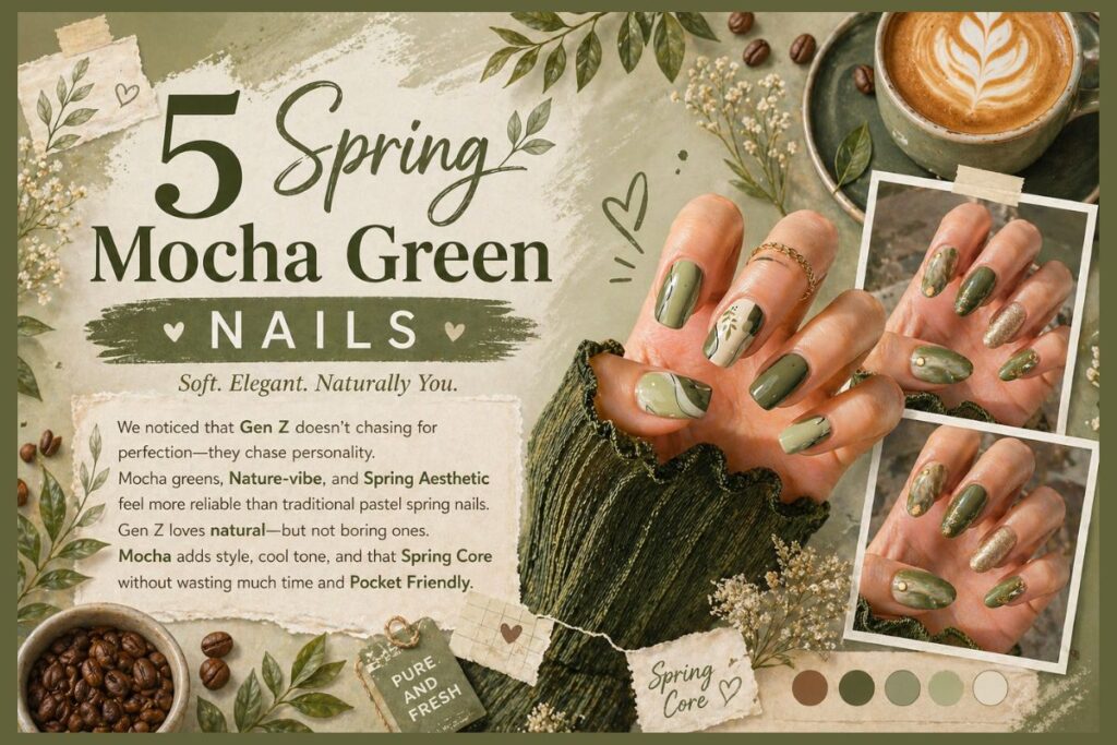 5 Spring Mocha Green Nails