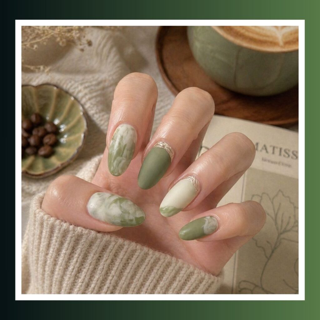 Mocha Green Spring Nail-2