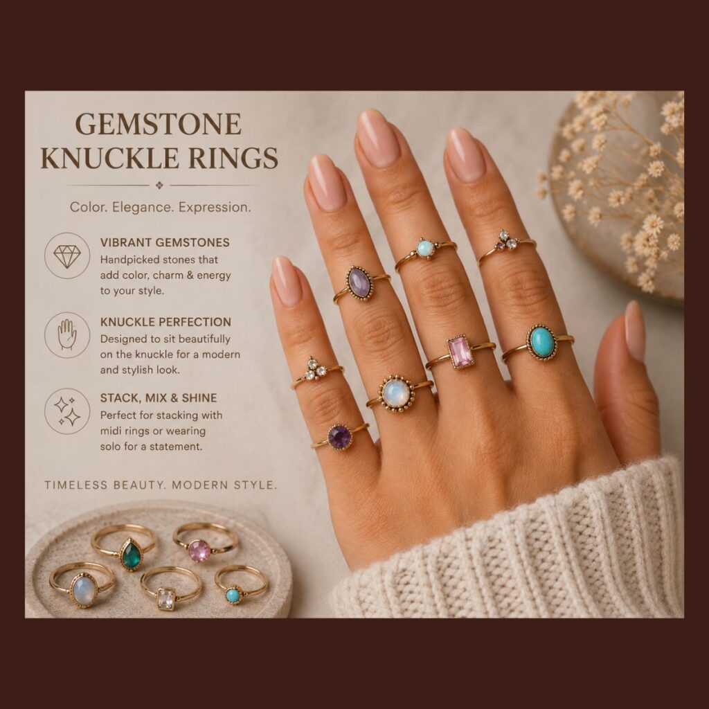 Gemstone Knuckle Rings