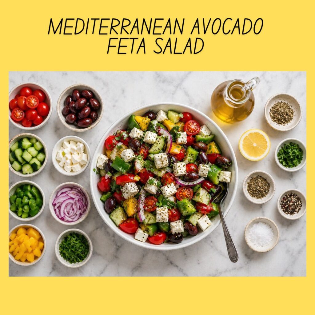 Mediterranean Avocado Feta Salad