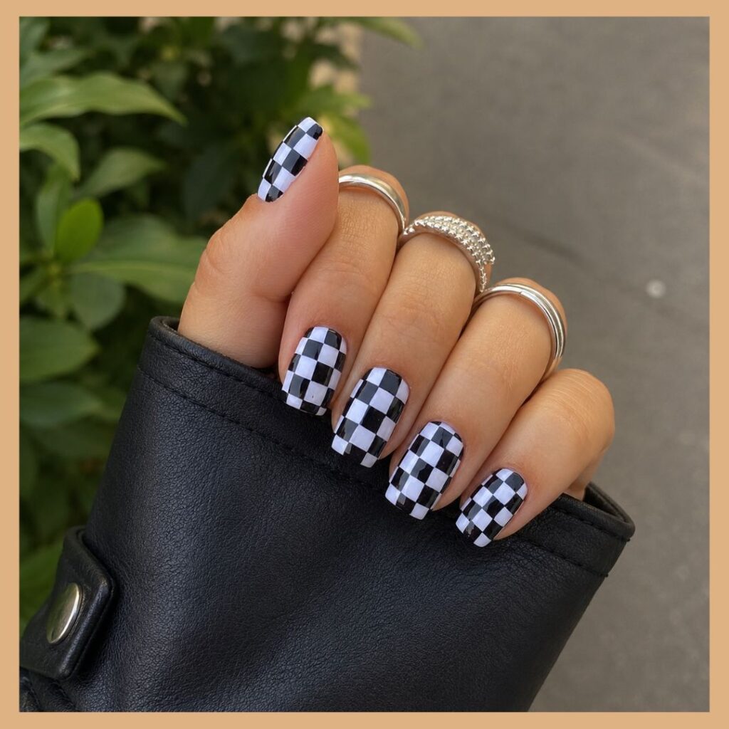 Checkerboard School Nails