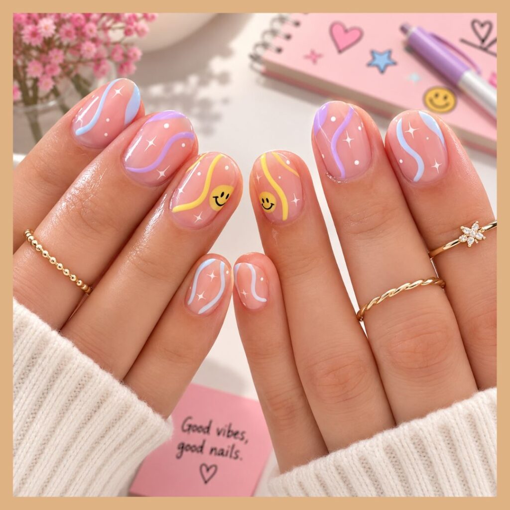 Cute Smiley Face Nails