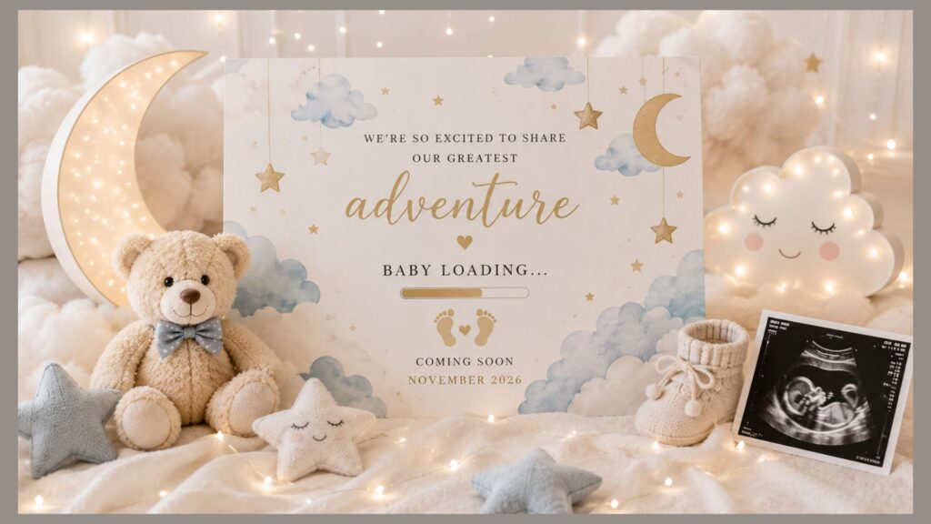 Dreamy Cloud & Moon Baby Announcement