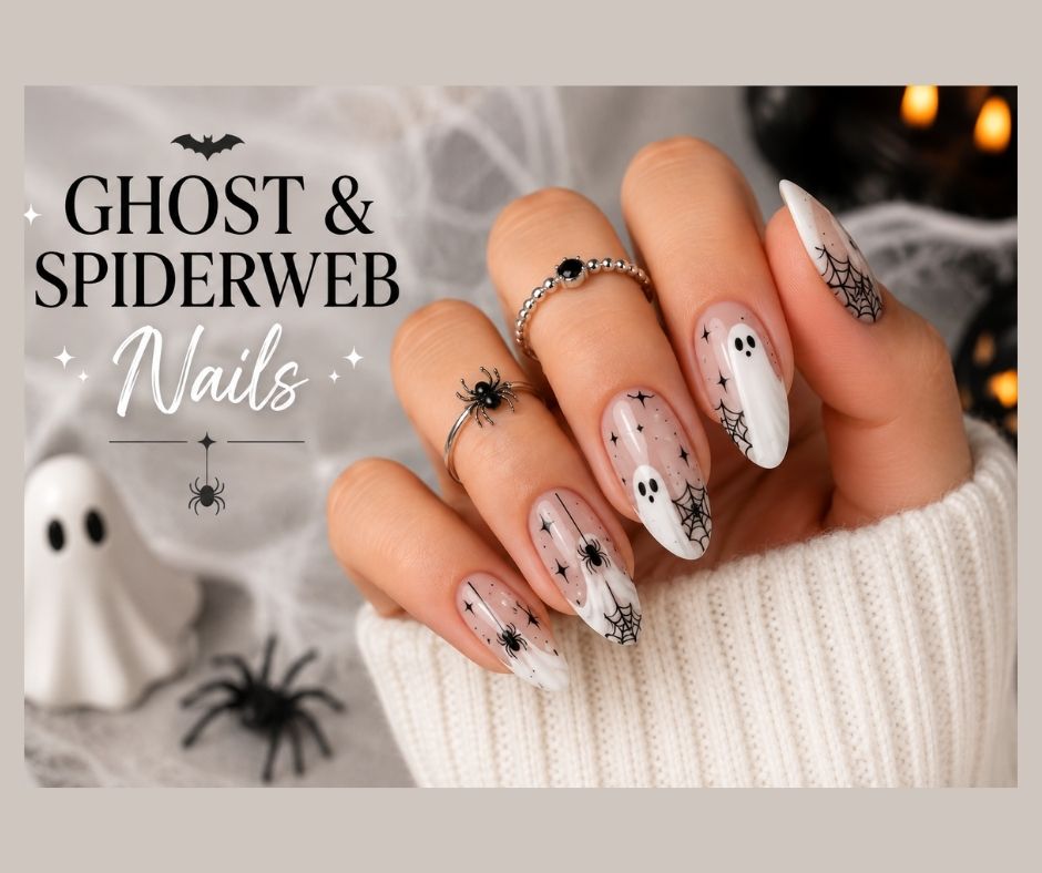 Ghost and Spiderweb Nails