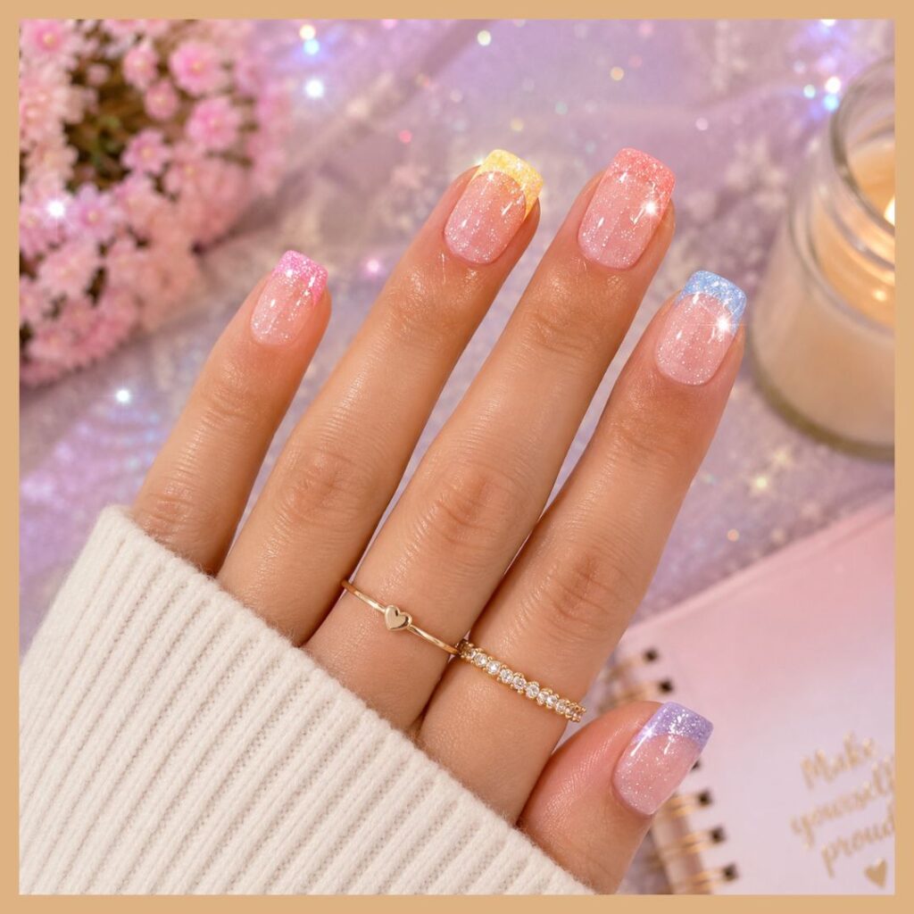 Glitter School Spirit Nails