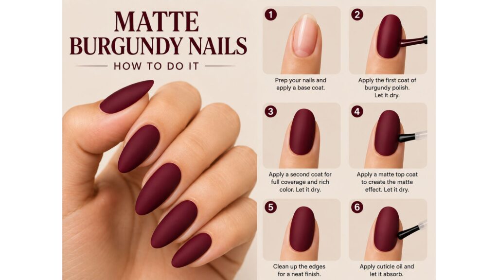 Matte Burgundy Nails