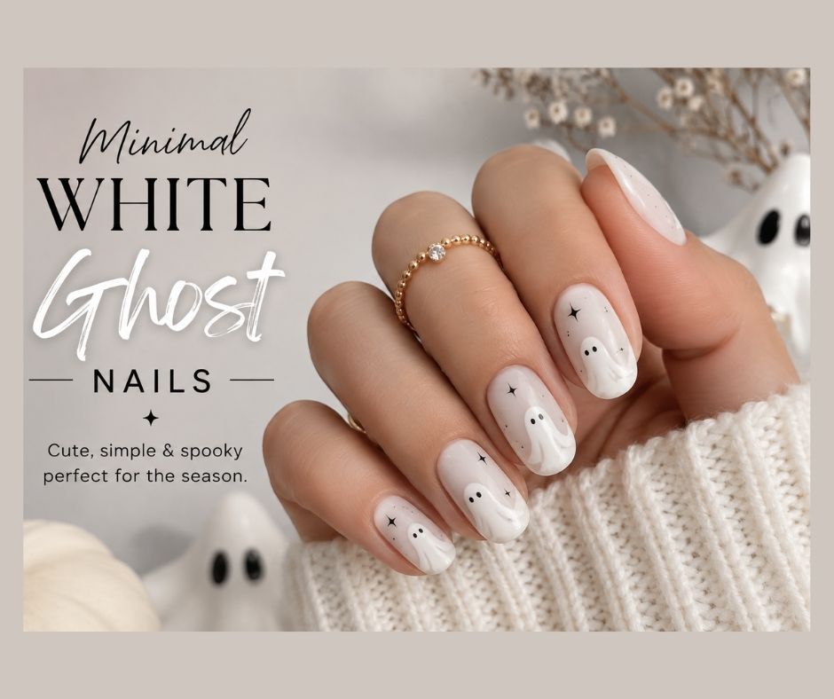 Minimal White Ghost Nails