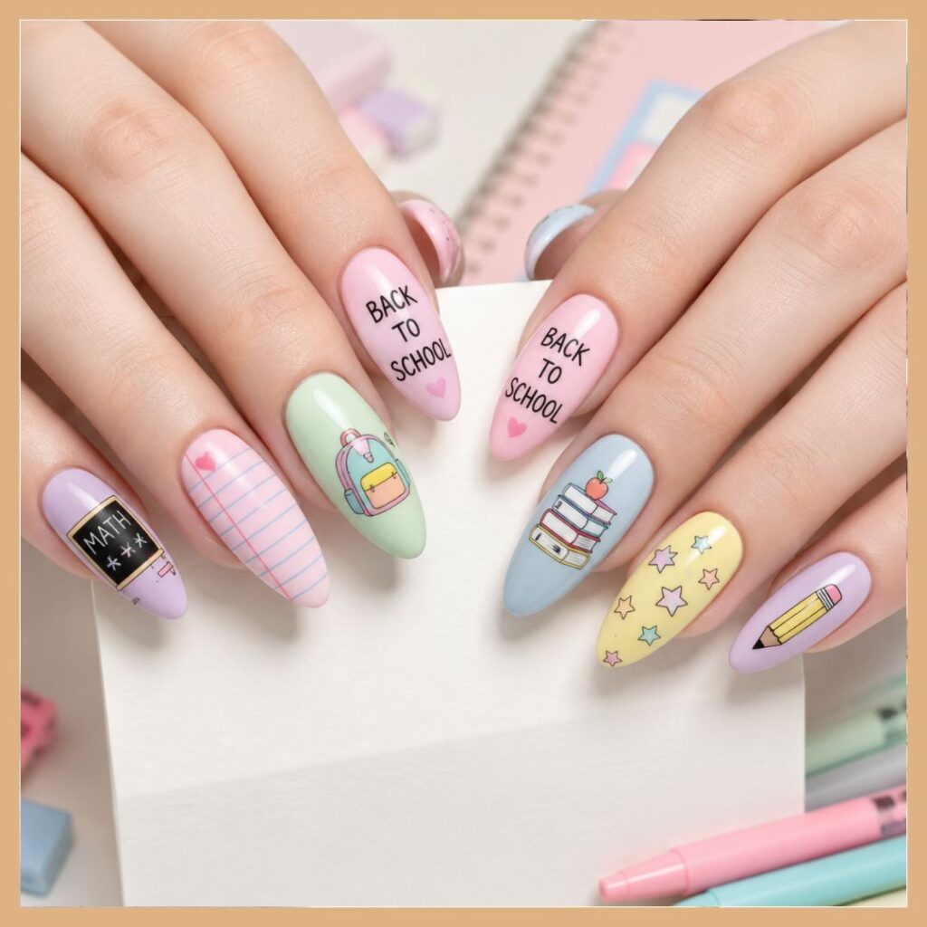Pastel Back-to-School Nails