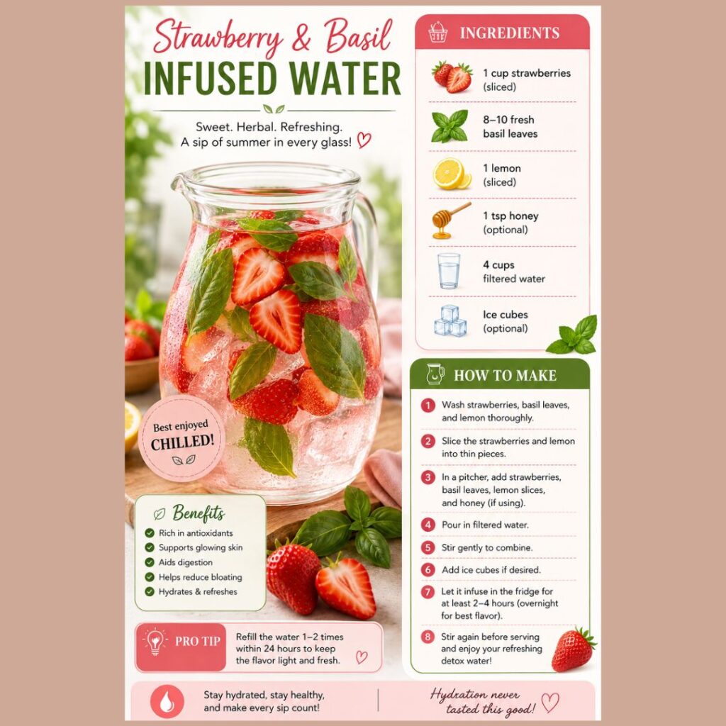 Strawberry & Basil Infused Water