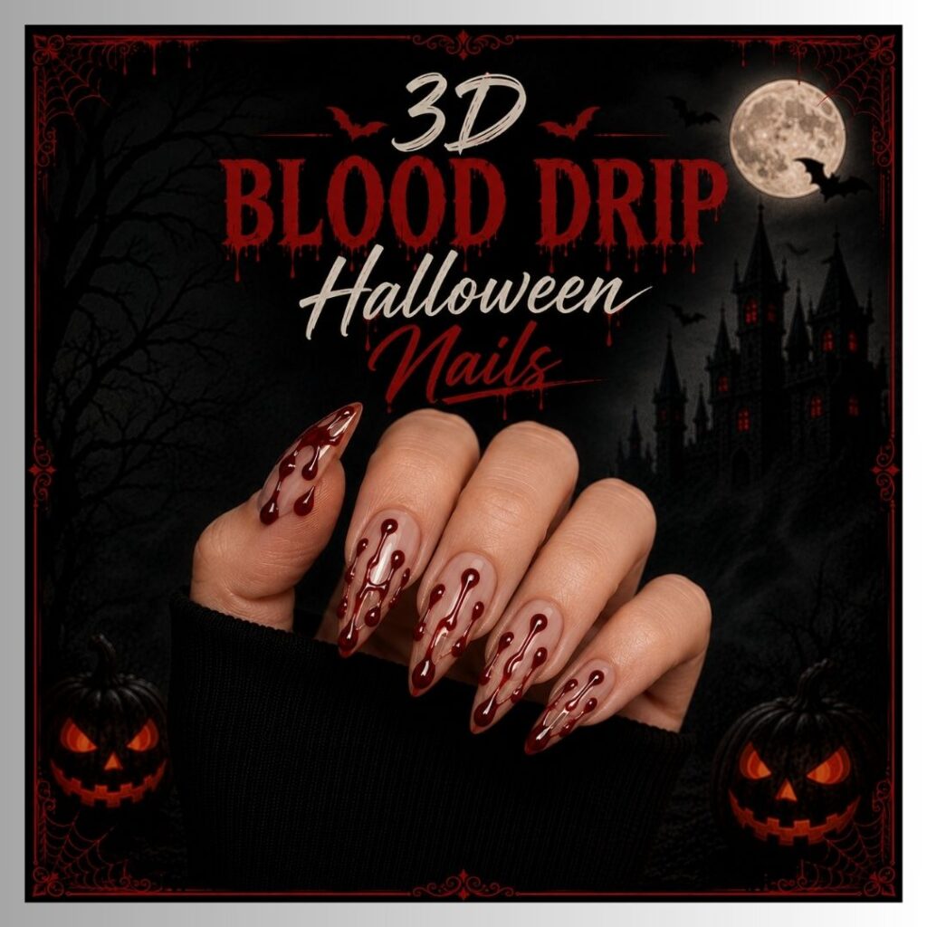 3D Blood Drip Halloween Nails
