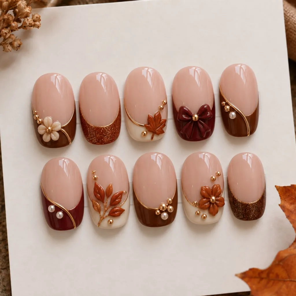 3D French Tip Fall Nails