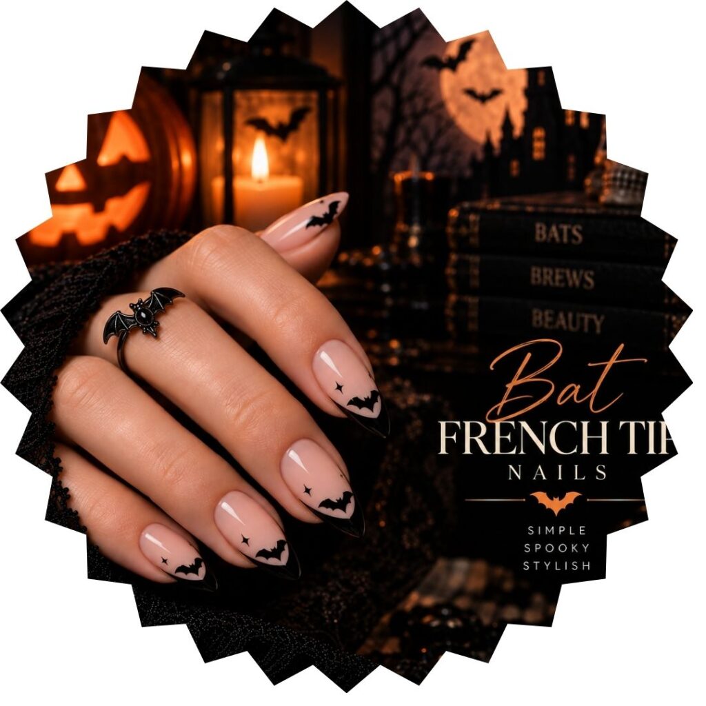 Bat French Tip Nails