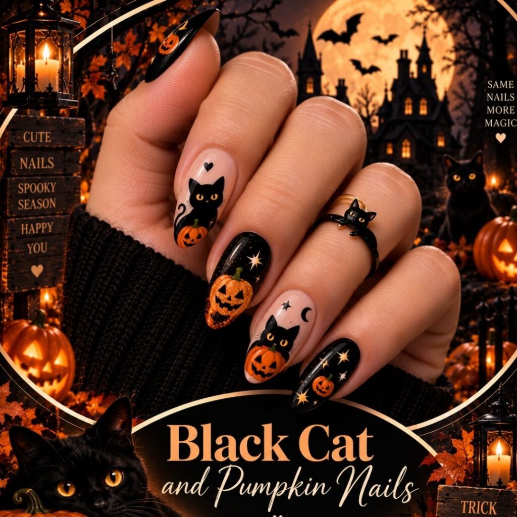 Black Cat Cat-Eye Nails