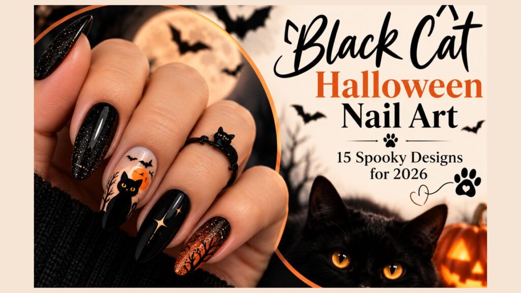 Black Cat Halloween Nail Art