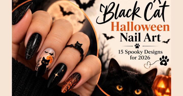 Black Cat Halloween Nail Art