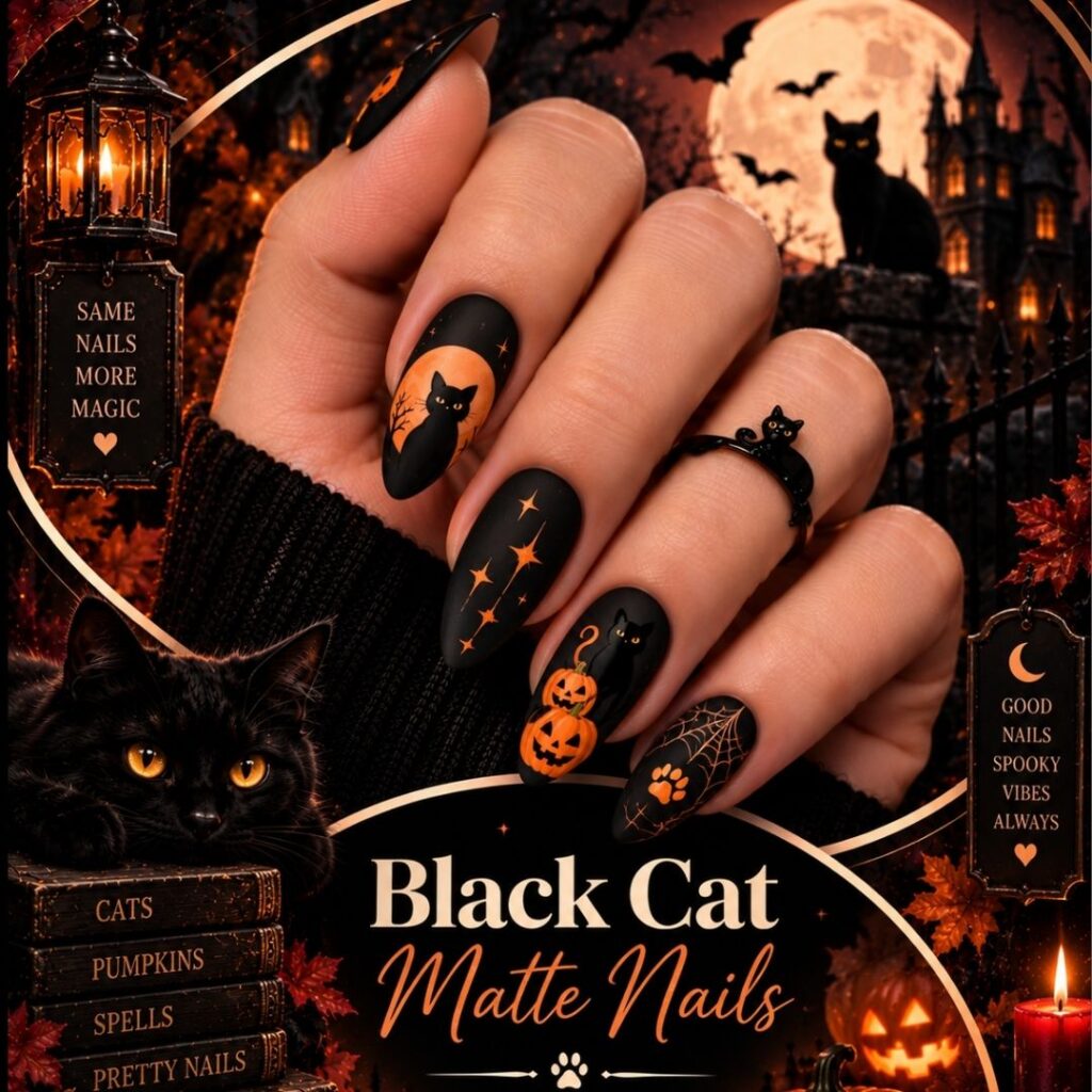 Black Cat Matte Nails