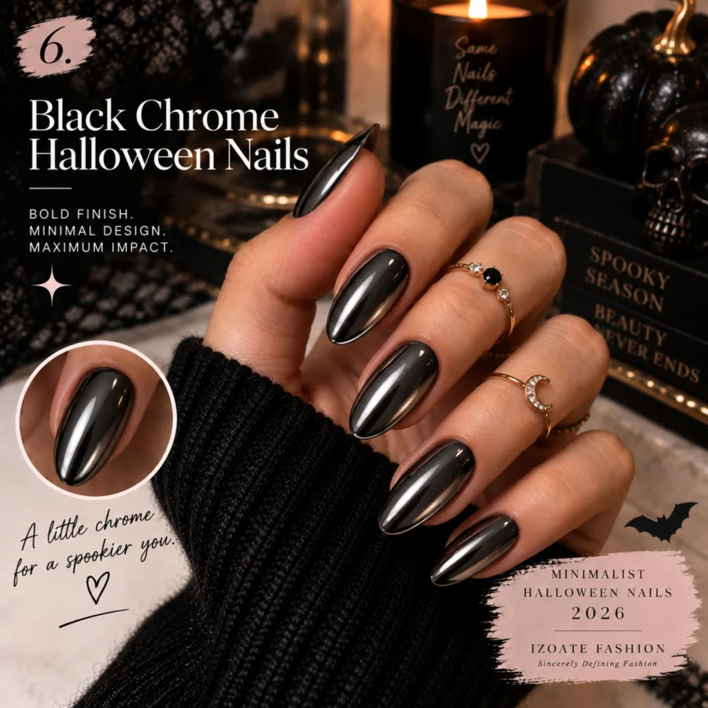 Black Chrome Halloween Nails