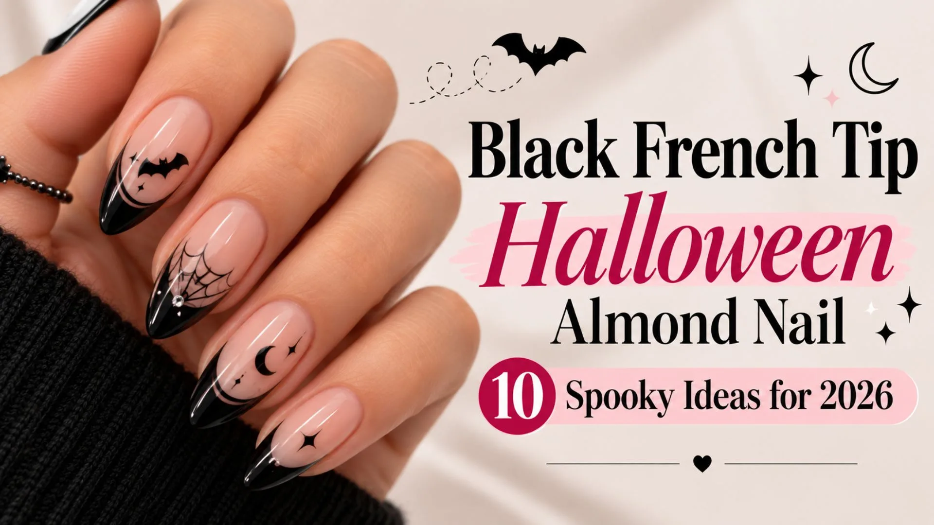 Black French Tip Halloween Almond Nail 10 Spooky Ideas for 2026