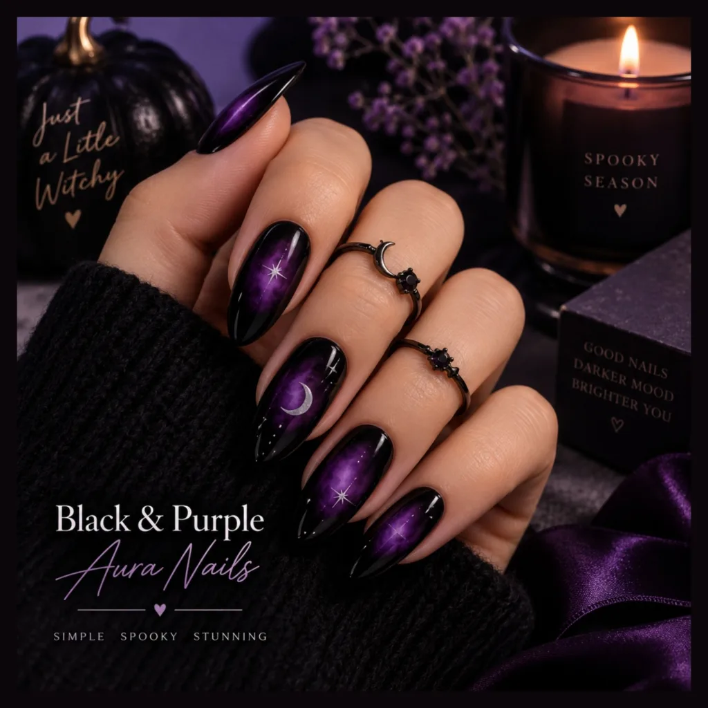 Black & Purple Aura Nails
