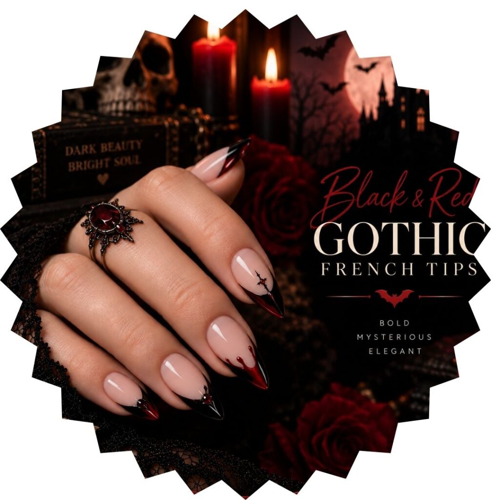 Black & Red Gothic French Tips