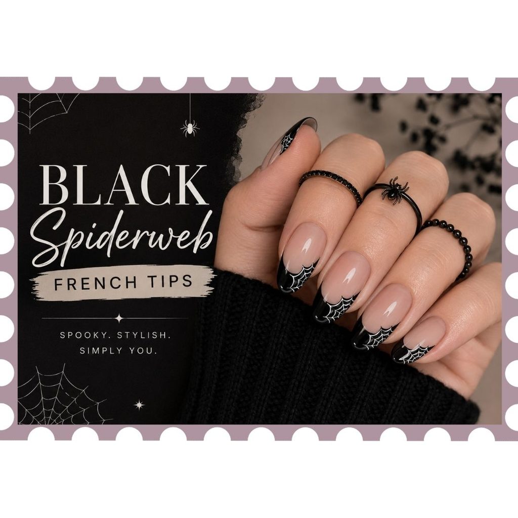 Black Spiderweb French Tips
