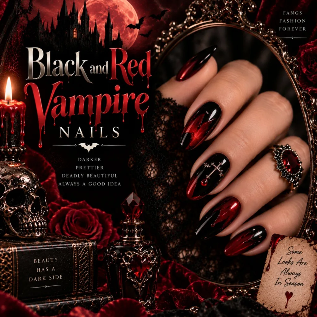 Black and Red Vampire Nails