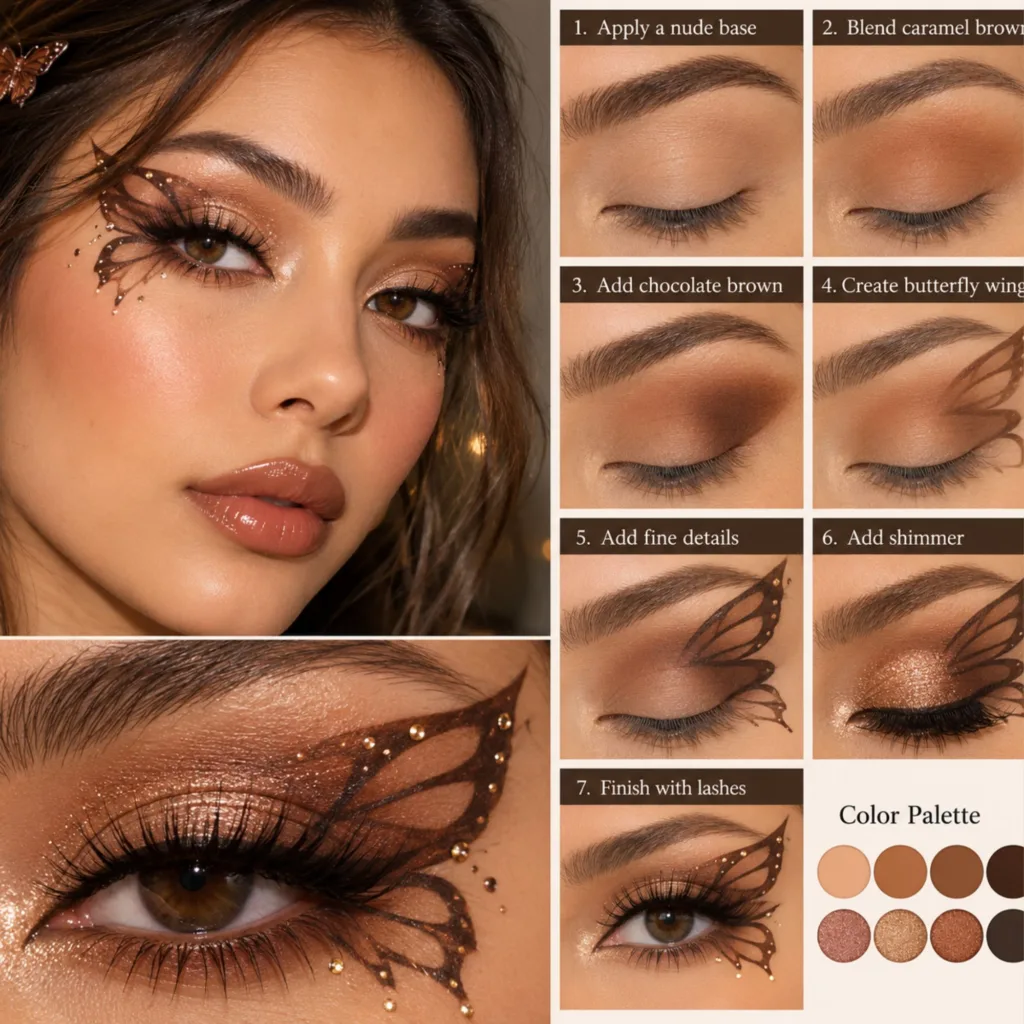 Chocolate Brown Butterfly Eye Makeup