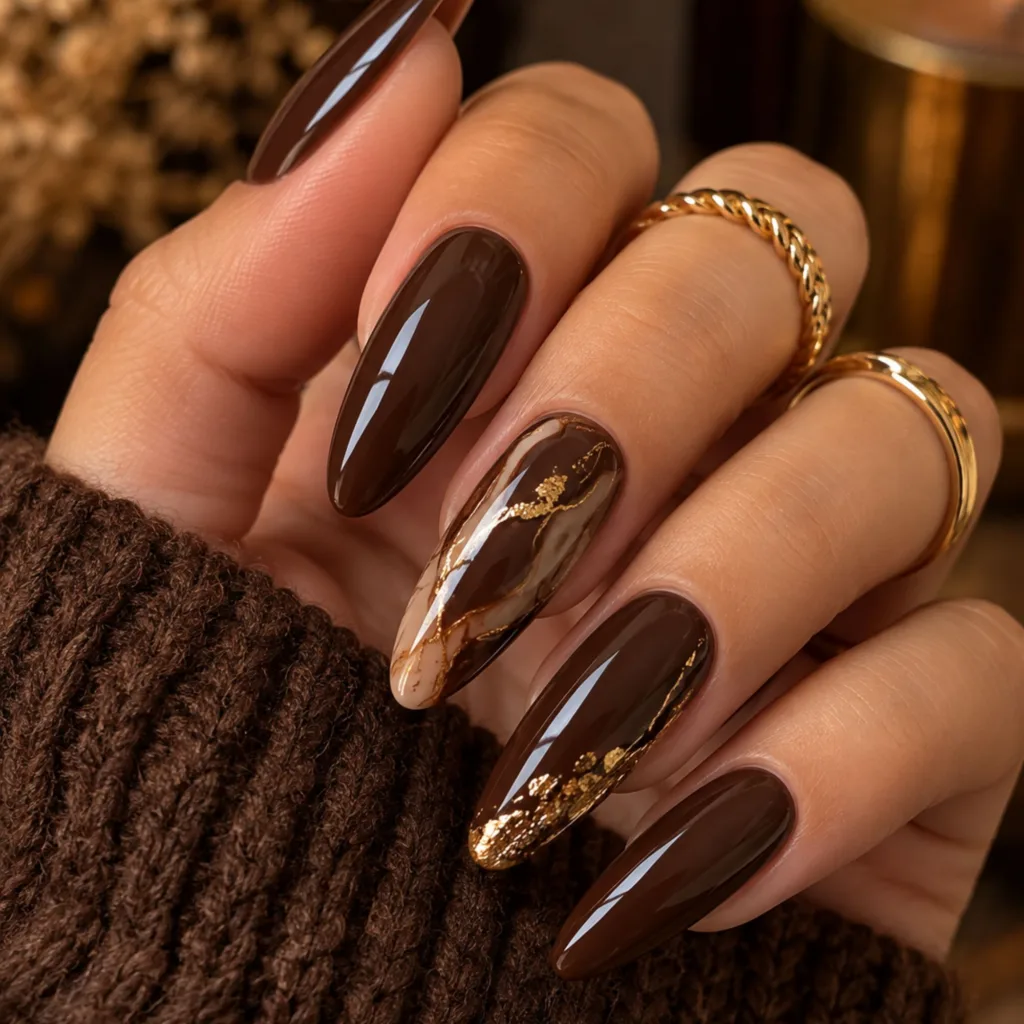 Chocolate Brown Luxe Nails
