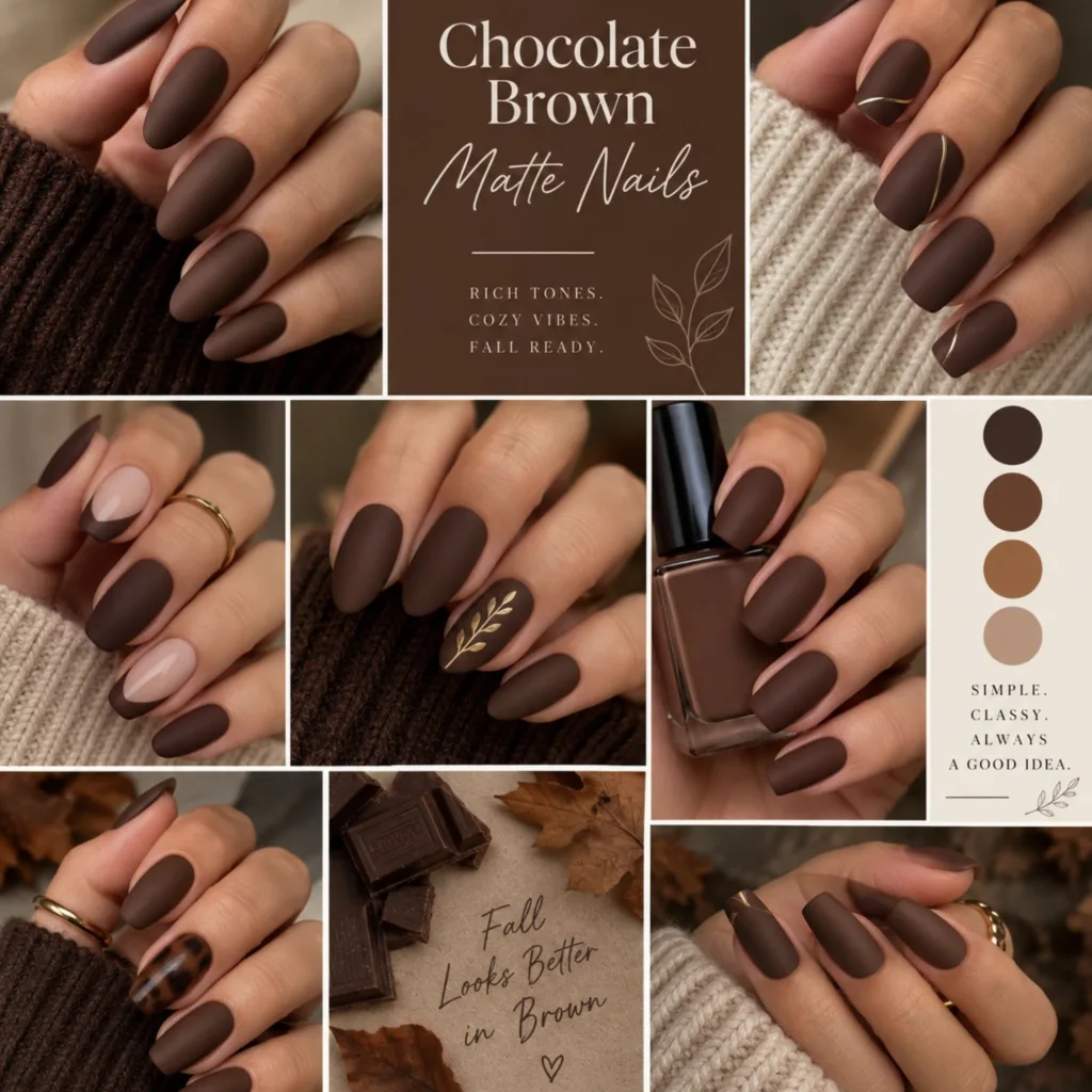 Chocolate Brown Matte Nails