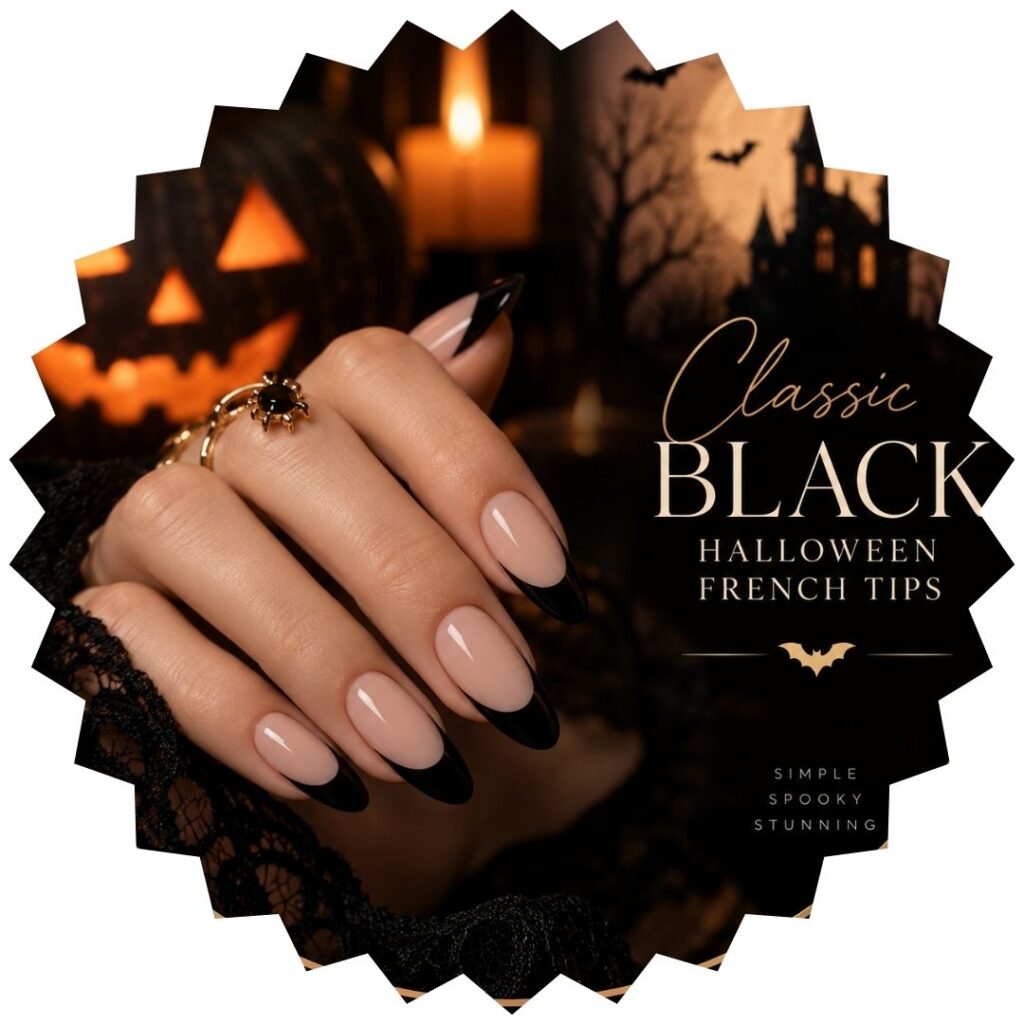 Classic Black Halloween French Tips