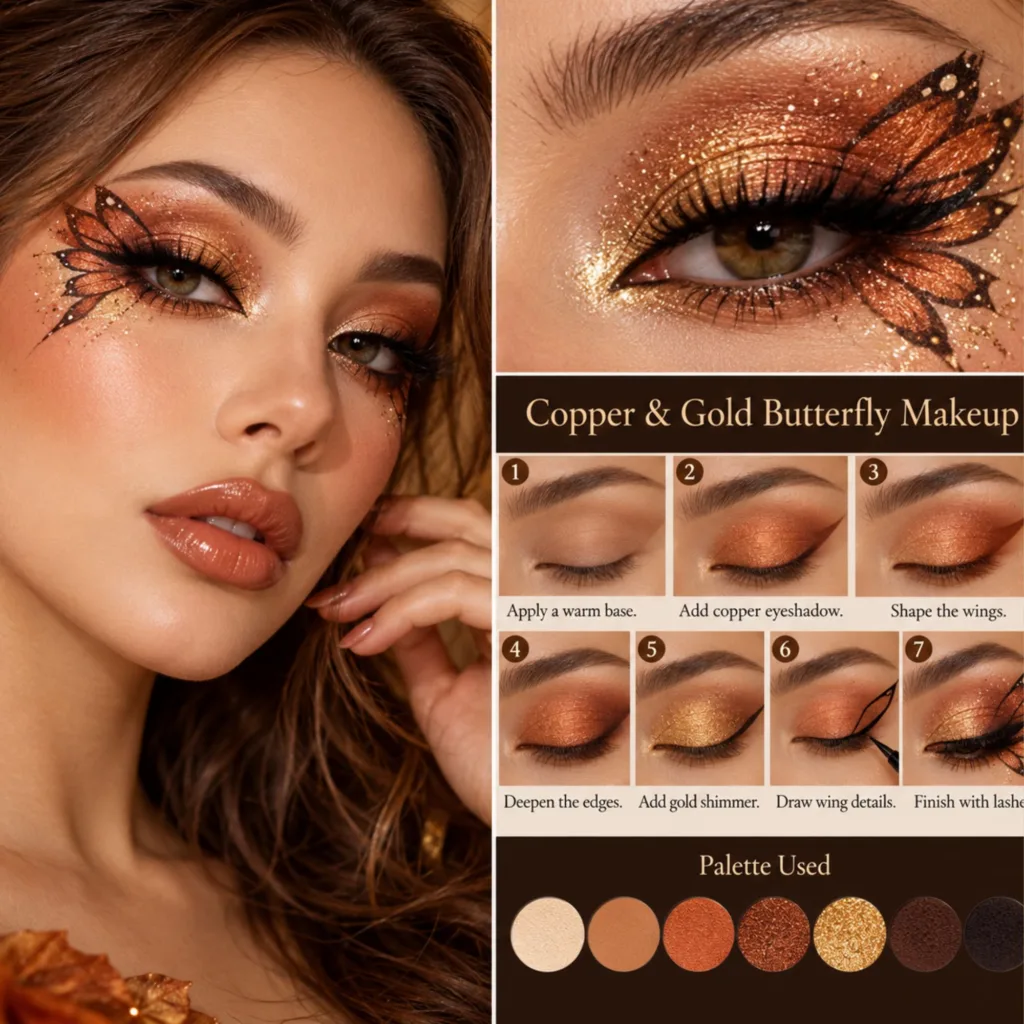 Copper & Gold Butterfly Makeup