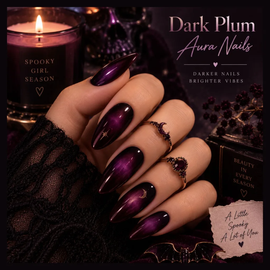 Dark Plum Aura Nails