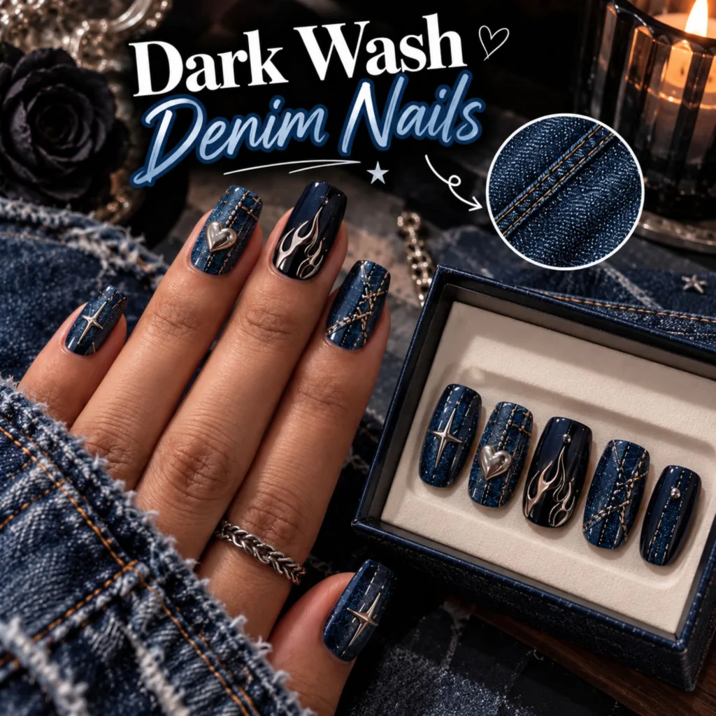 Dark Wash Denim Nails