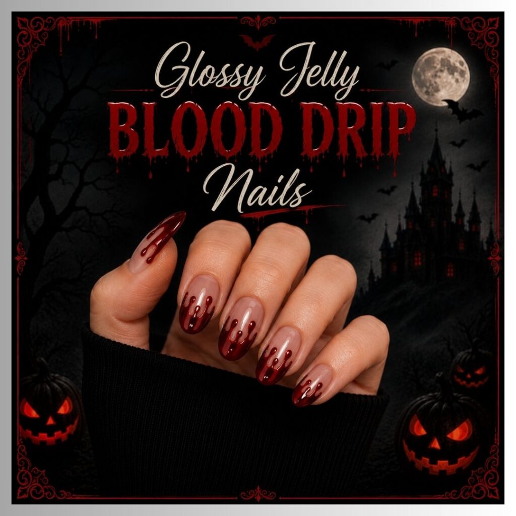 Glossy Jelly Blood Drip Nails