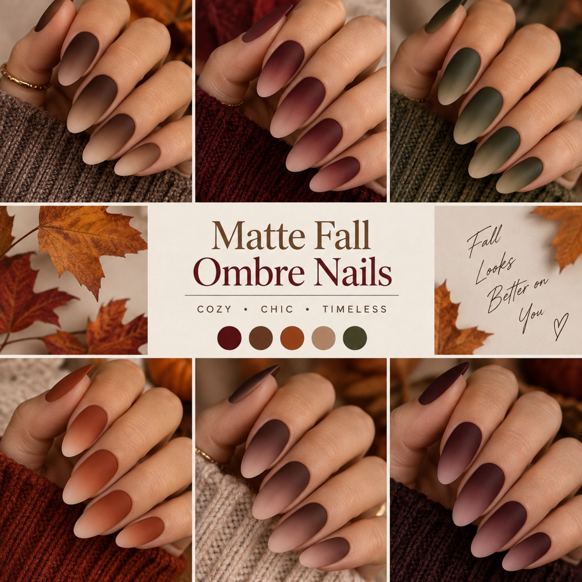 Matte Fall Ombre Nails