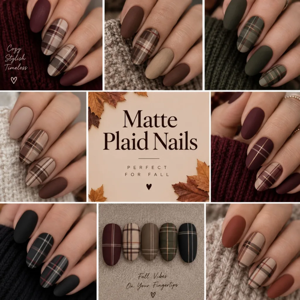 Matte Plaid Nails