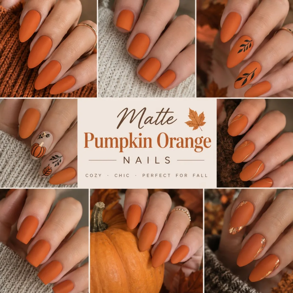 Matte Pumpkin Orange Nails