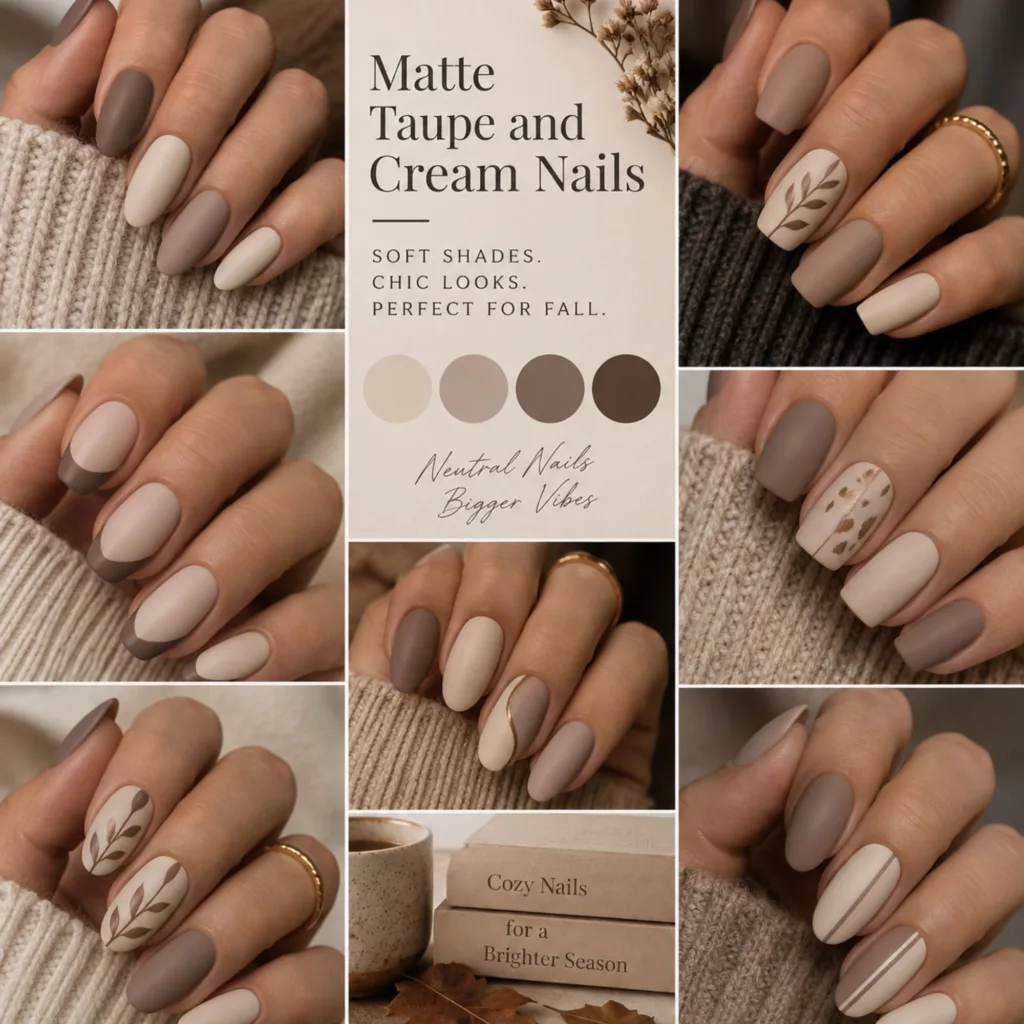 Matte Taupe and Cream Nails
