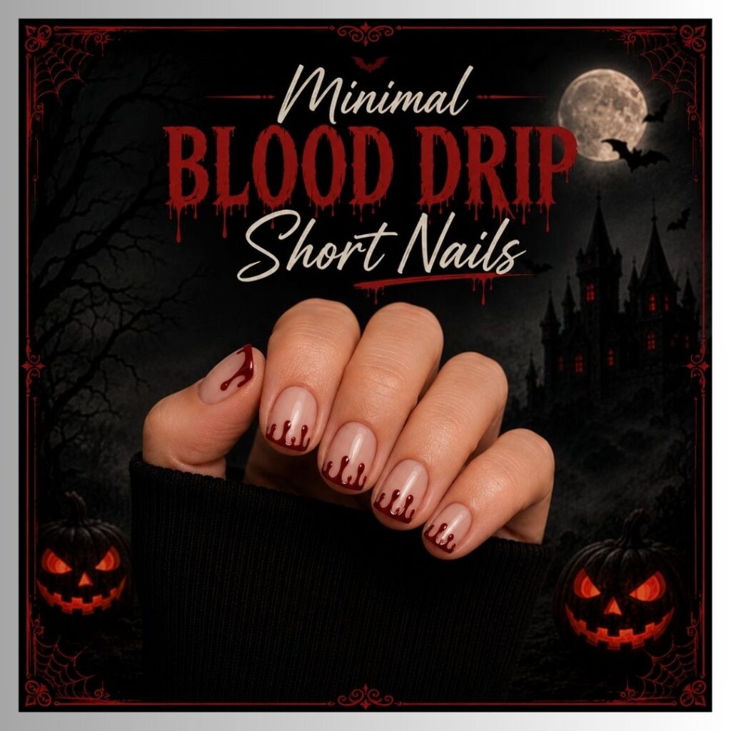 Minimal Blood Drip Short Nails