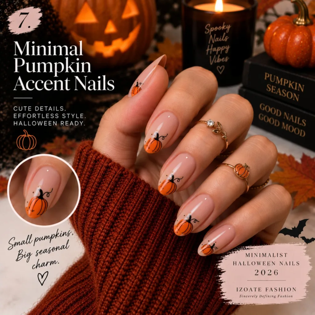 Minimal Pumpkin Accent Nails